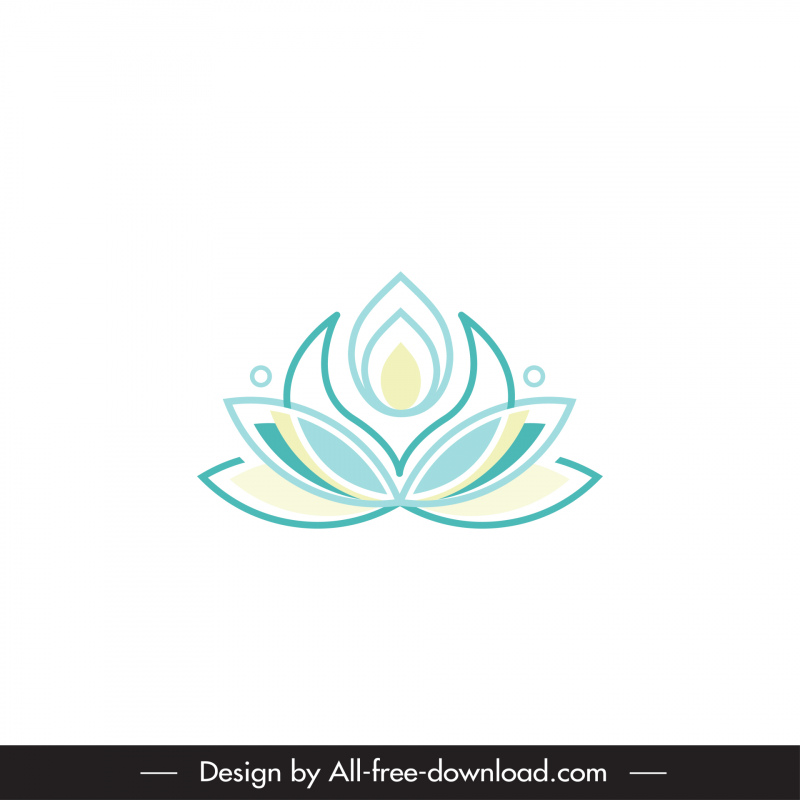 lotus sign icon flat symmetric outline
