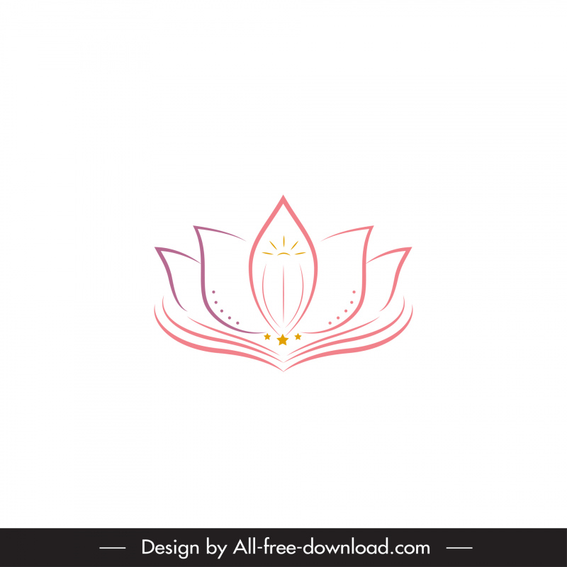 lotus sign icon flat symmetrical blooming outline