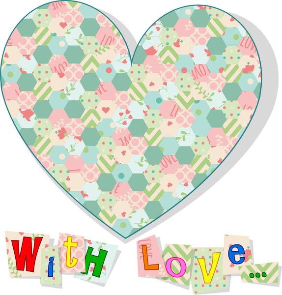 love card design with heart and sweet letters