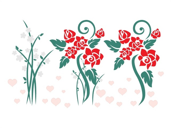 flowers vector illustration with seamless sketch
