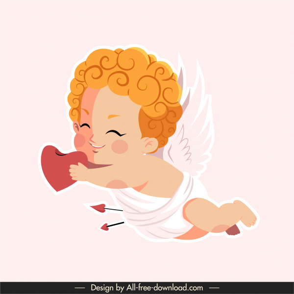 love icon flying cupid sketch cute cartoon character