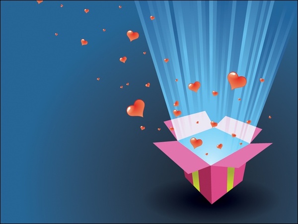 love present box vector illustration with red hearts