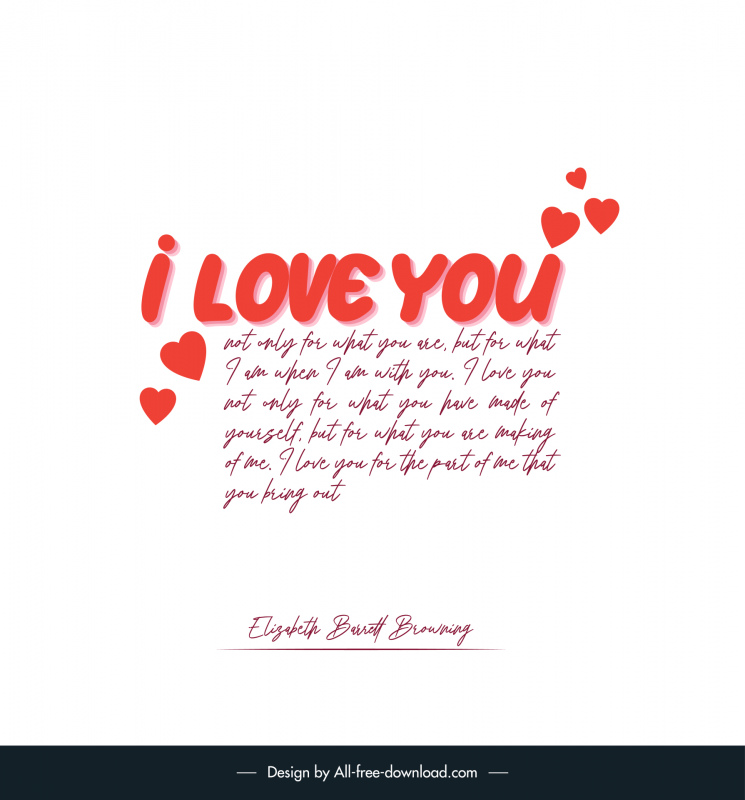 love quotation poster template calligraphic sentences hearts decor