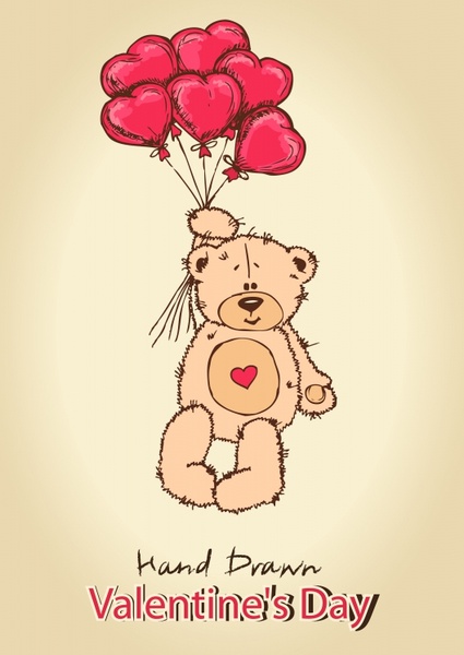 love teddy bear toy balloons vector artwork background lines