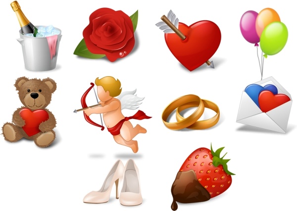 love celebration icons collection various colorful types