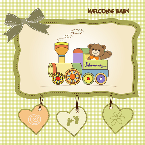 lovely baby cards vector set