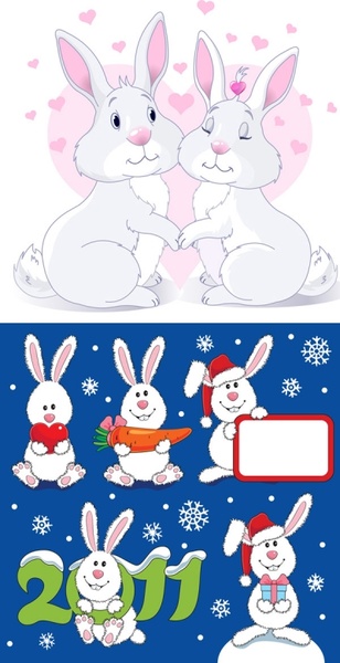 lovely christmas rabbit vector