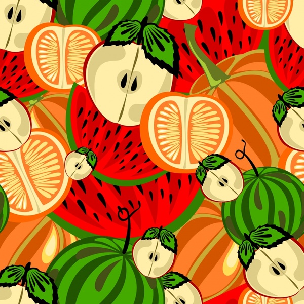 fruits background slices decor colorful classical design
