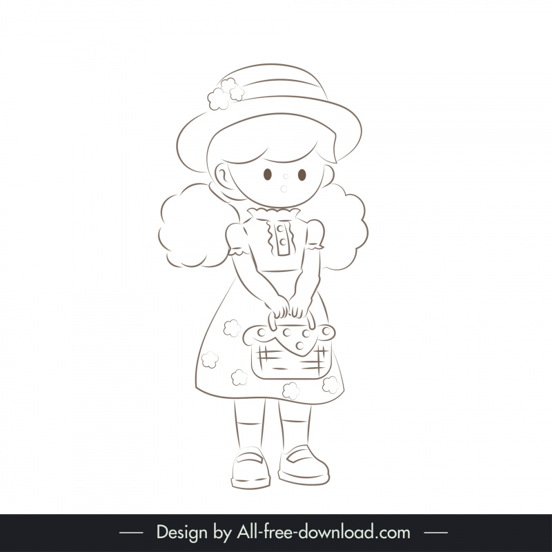 lovely design elements handdrawn cartoon character  outline 