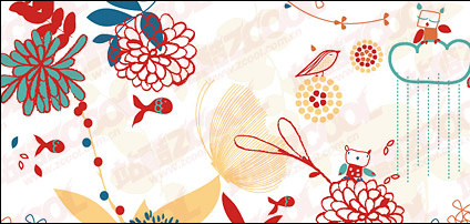 Lovely flowers plant and animal material vector 
