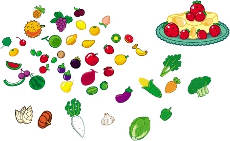 lovely fruit and vegetables vector
