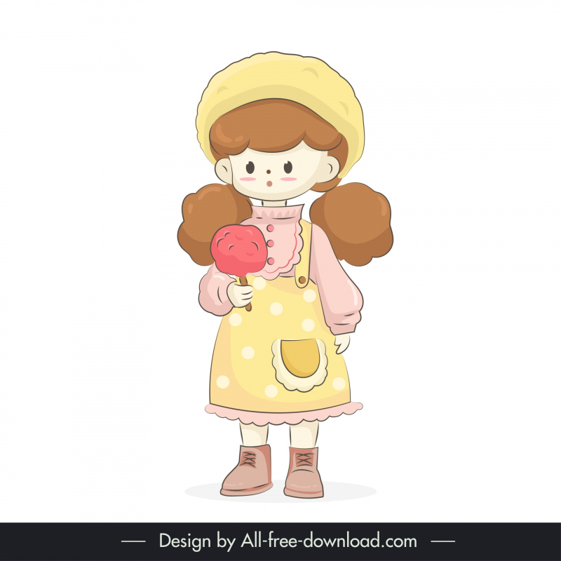 lovely girl design elements cartoon character   