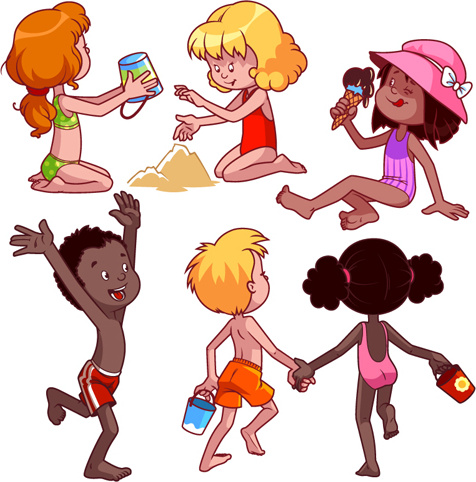 lovely kids children cartoon graphics vector set