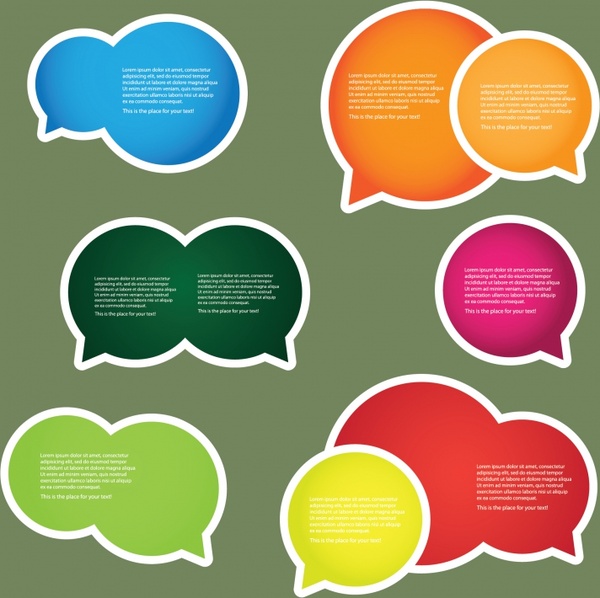 speech bubble stickers templates colorful flat rounded sketch