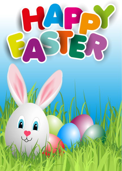 lovely rabbit with easter holiday background vector