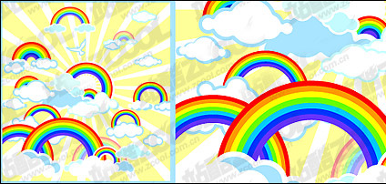 Lovely rainbow vector illustrations material 