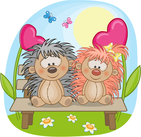 lovers lovely animals vector set