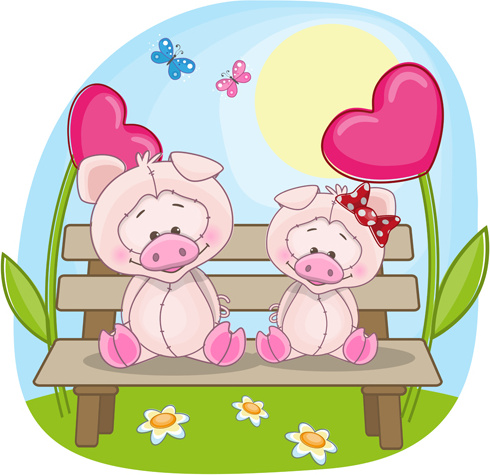 lovers lovely animals vector set