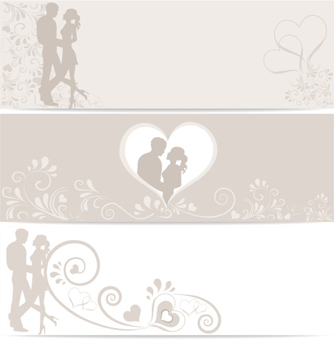 lovers with heart design vector banners