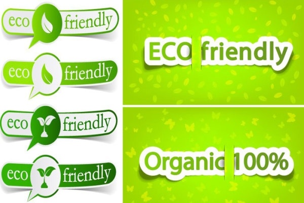 lowcarbon green theme label banner design vector 2