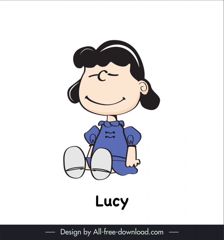 lucy of peanut snoopy icon cute handdrawn cartoon character outline sitting girl sketch