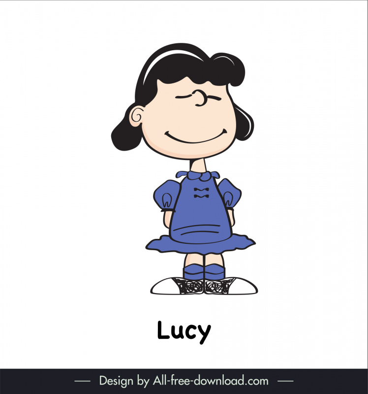 lucy of peanut snoopy icon cute handdrawn cartoon character sketch