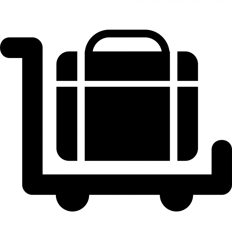 luggage cart sign icon flat black white geometric sketch