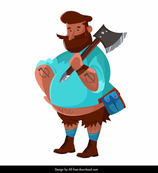 lumberjack icon colored cartoon character sketch