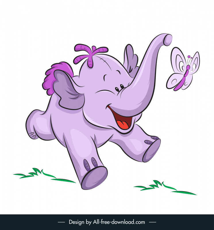 lumpy the heffalump catches a butterfly icon dynamic cute cartoon design