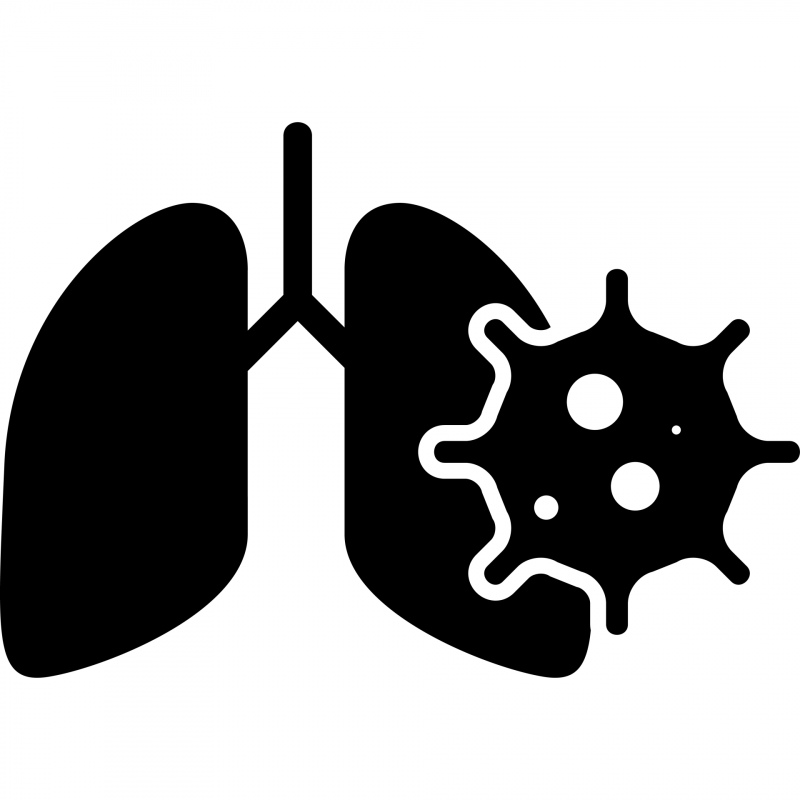 lungs virus covid sign icon flat black white outline 