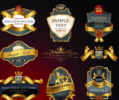 luxurious black and gold labels vector