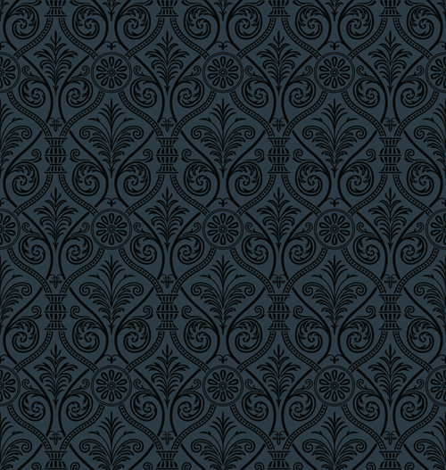 luxurious black damask patterns vector 