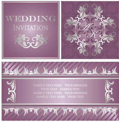 luxurious floral wedding invitations vector design