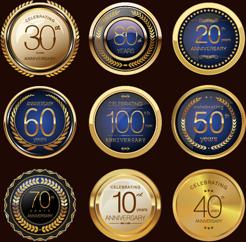 luxury anniversary glass texture labels vector