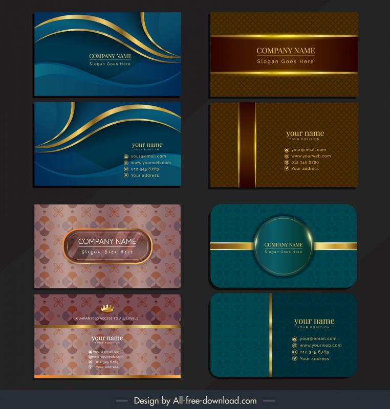  luxury  business card templates collection shiny decor 