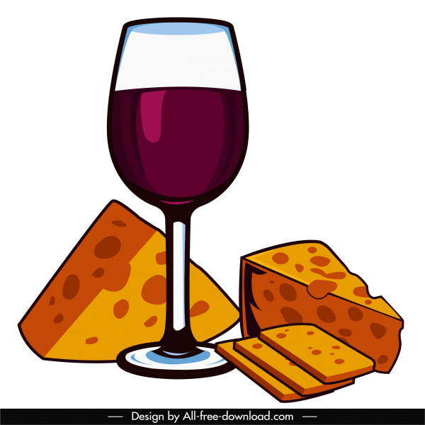 luxury meal icon wineglass cheese sketch classic handdrawn
