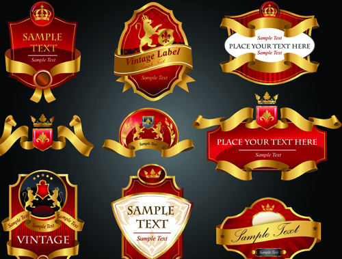 luxury of black and gold labels vector