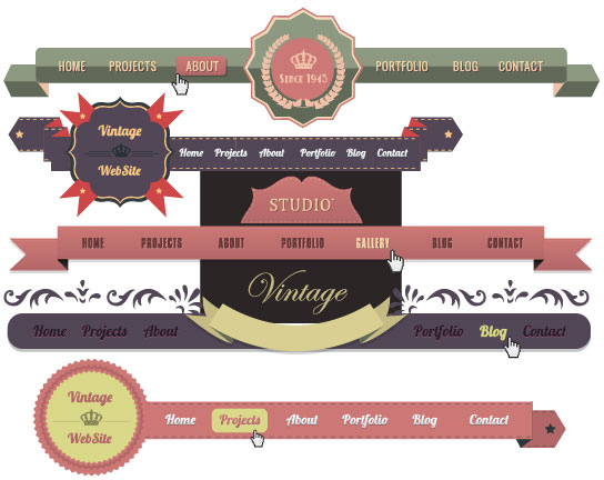 luxury of vintage website navigation vector
