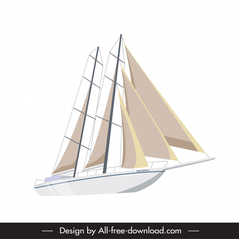 luxury sailboat icon shiny modern outline 
