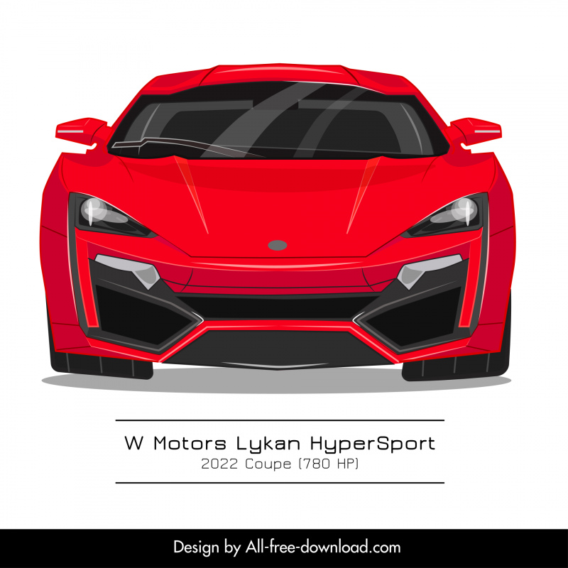 lykan hypersport car advertising template elegant symmetric front view sketch