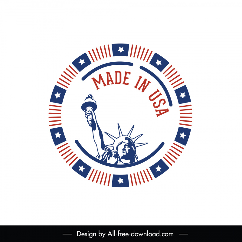 made in usa stamp liberty statue sketch
