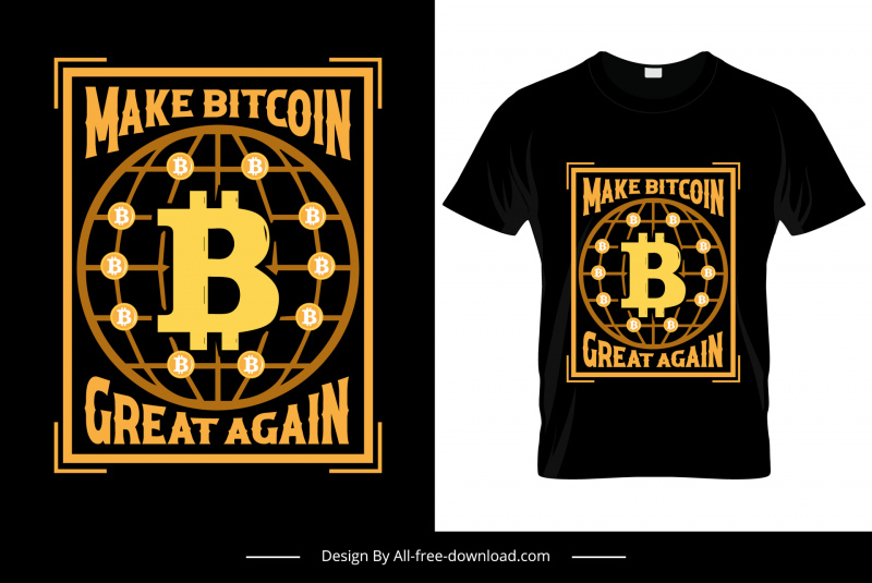 make bitcoin great again quotation tshirt template flat symmetric global shape bicoint symbols sketch