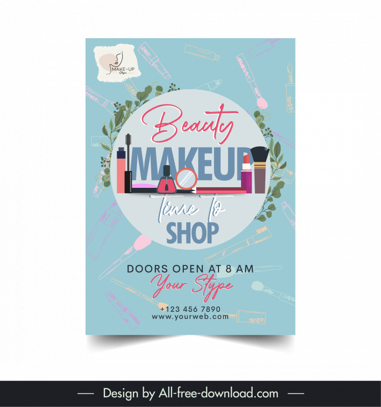 makeup beauty studio flyer template dynamic tools objects