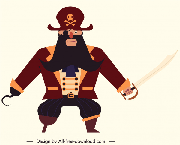 male pirate icon classic armed costume sketch