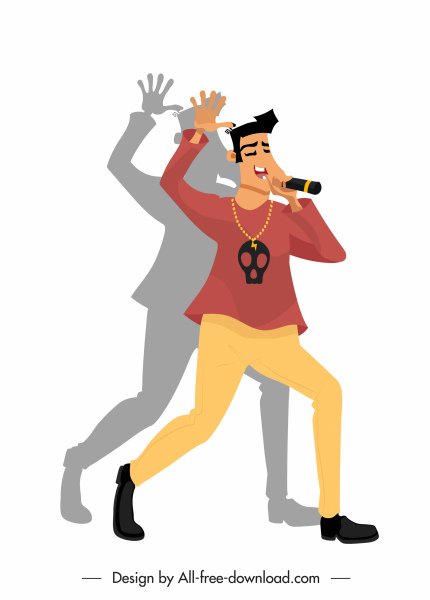 male singer icon cartoon character sketch