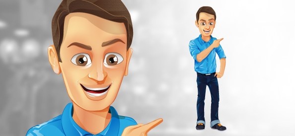 male vector character with jeans and blue shirt