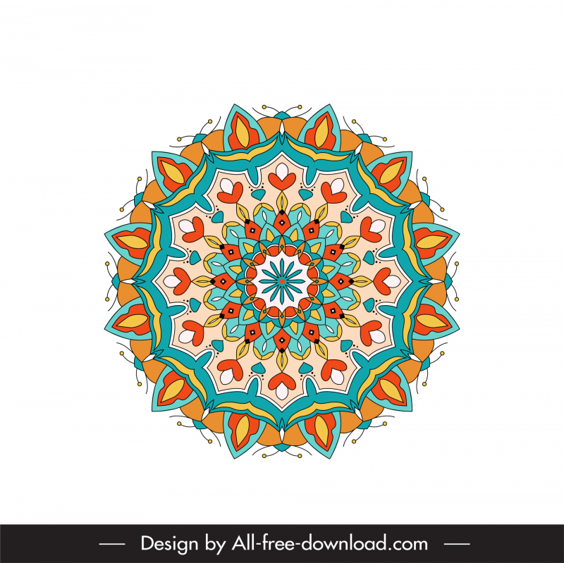 mandala buddhism icon colorful symmetrical floral illusion circle shape design