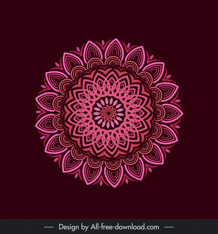 mandala flower icon dark retro symmetric design