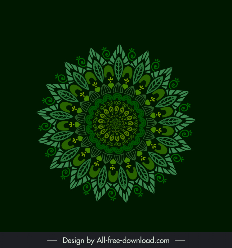 mandala flower icon dark symmetric decoration