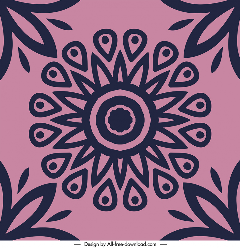 mandala pattern template flat retro symmetric petals decor